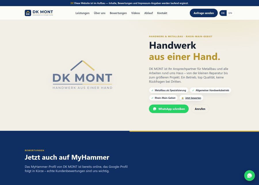 Screenshot of Production site for a Metallbau/Handwerk business