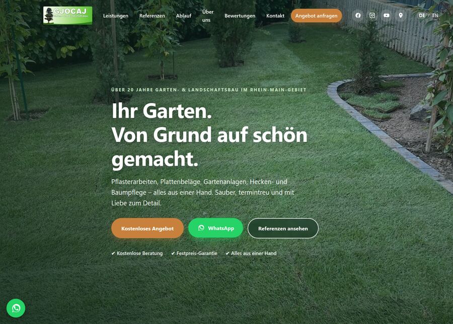 Screenshot of Landscaping-business site built from a WhatsApp export